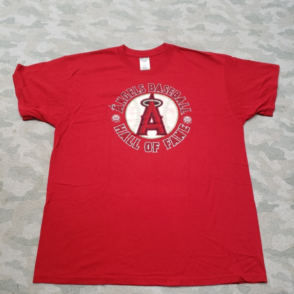 Vintage Los Angeles Angels Hall Of Fame Shirt Mens XL Red Jerzees Short Sleeve